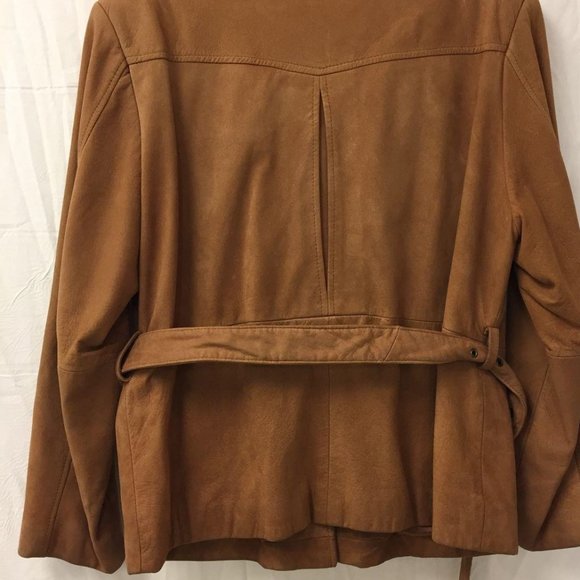 Women's Georgetown Designs Genuine Leather Brown Polyester Lined Coat - Medium - Picture 4 of 6